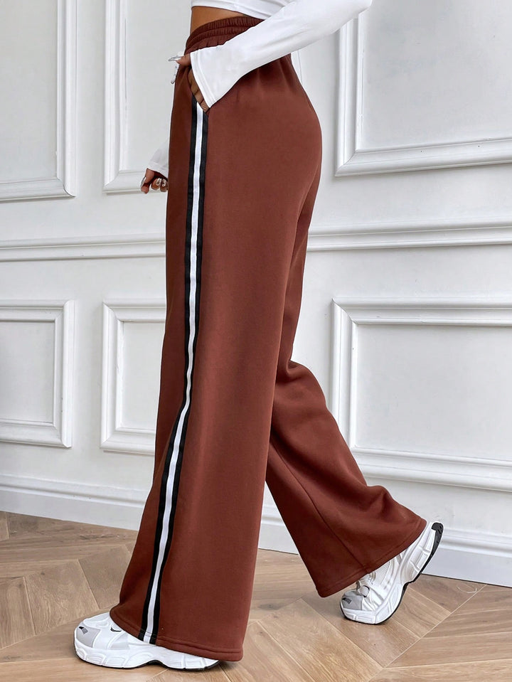 Brown Side Taped Up Sweatpants