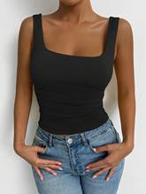 Black Wide Shoulder Strap Round Neck Top