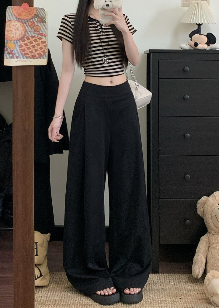 Black High Waist Pleated Baggy Pant