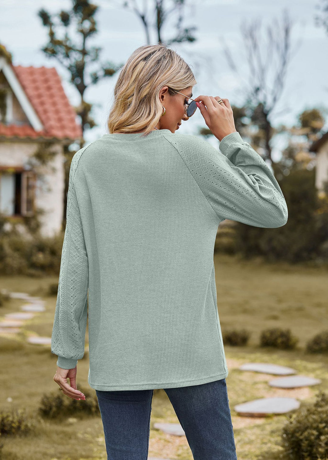 Sea Green Full Sleeve Round Neck Sweaters