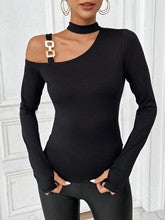 Black Cut Out Top With Metal Trims