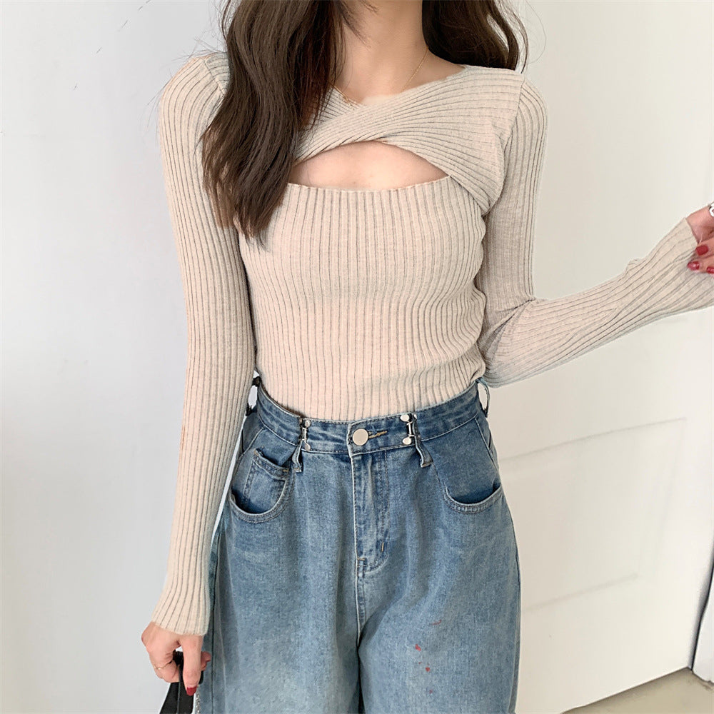 Beige Flat Wrap Cut Out Top
