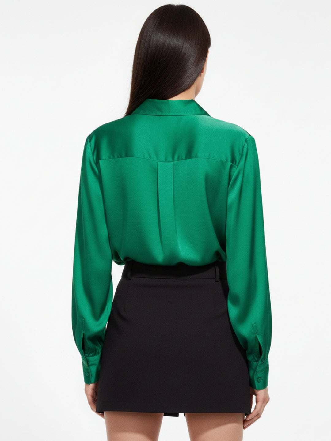 Green Relaxed Fit Satin Shirt