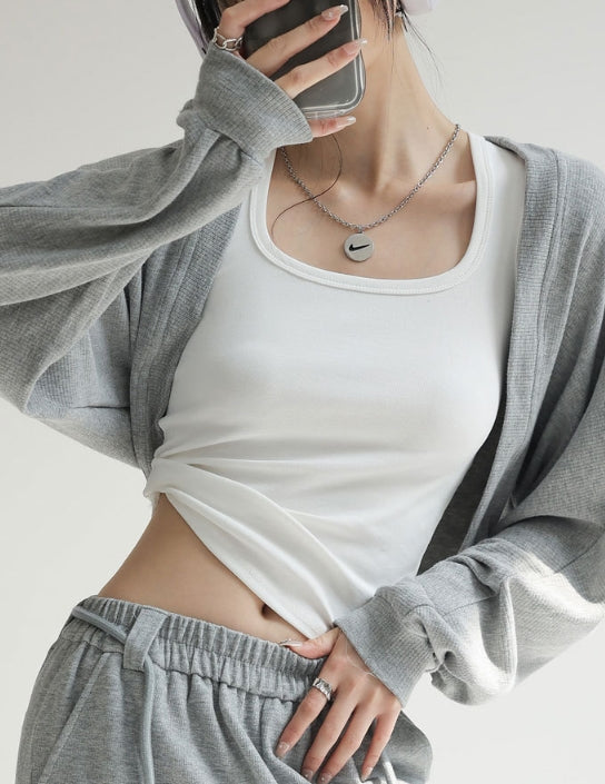 White Scoop Neck  Tank Top