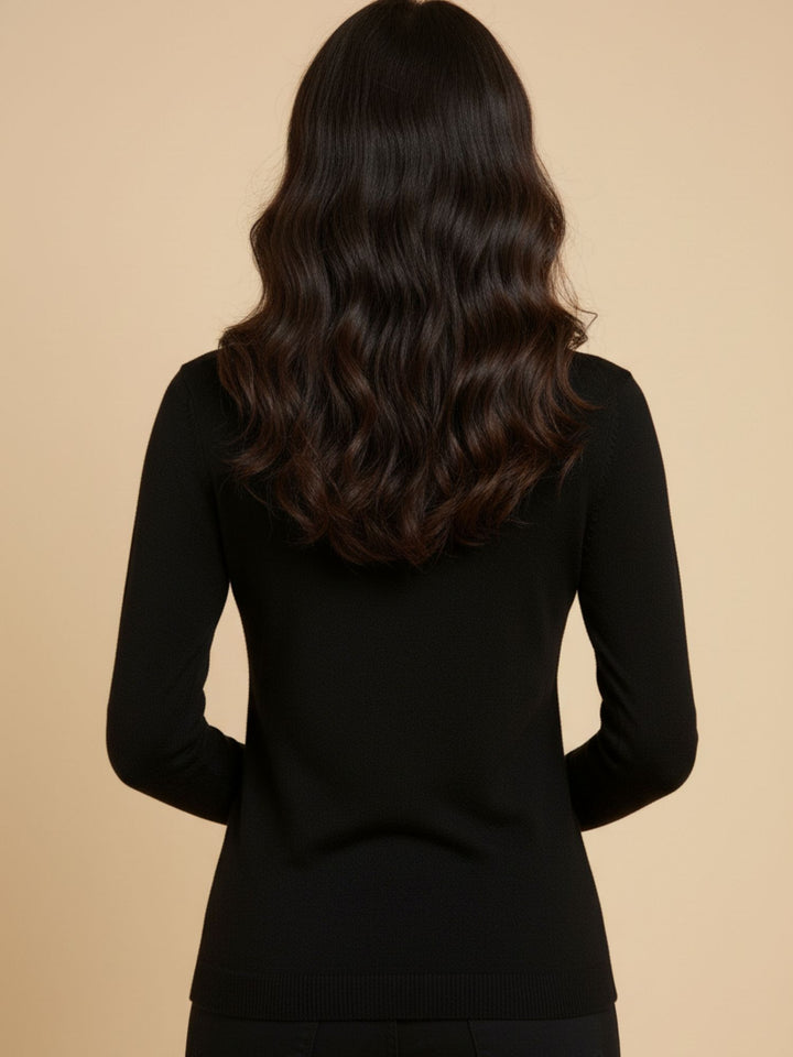 Black Full Sleeve Mock Neck Sweater