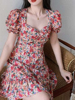 Multi Puff Sleeve A-Line Mini Dress
