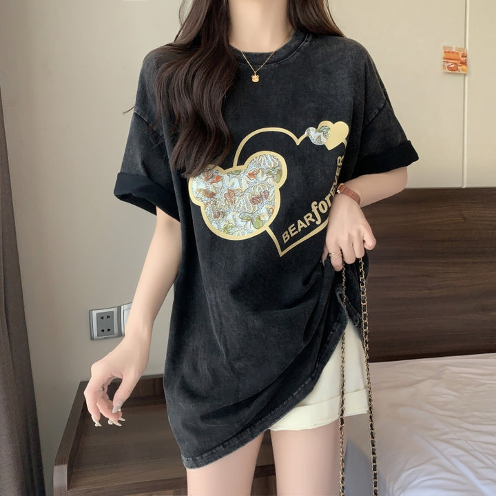 Black Chest Print Graphic Tshirt