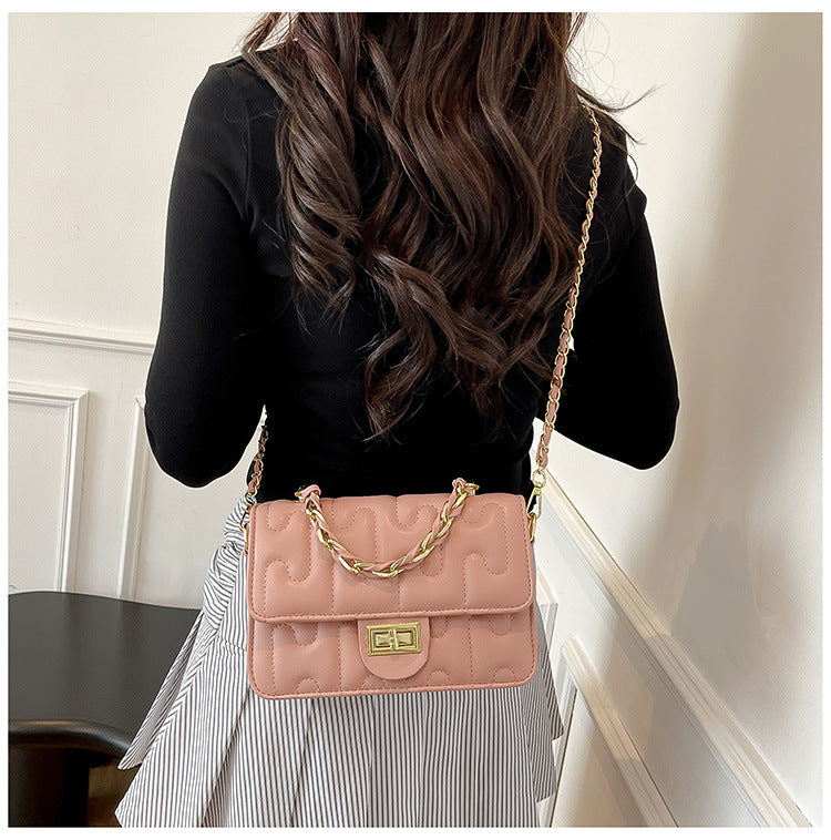 Black Puzzle Curve Crossbody Bag