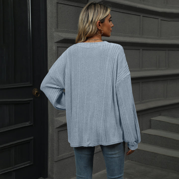 Blue Bishop Sleeve Solid Relaxed Top