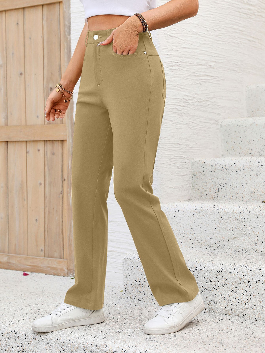 Khaki Straight Fit Trouser