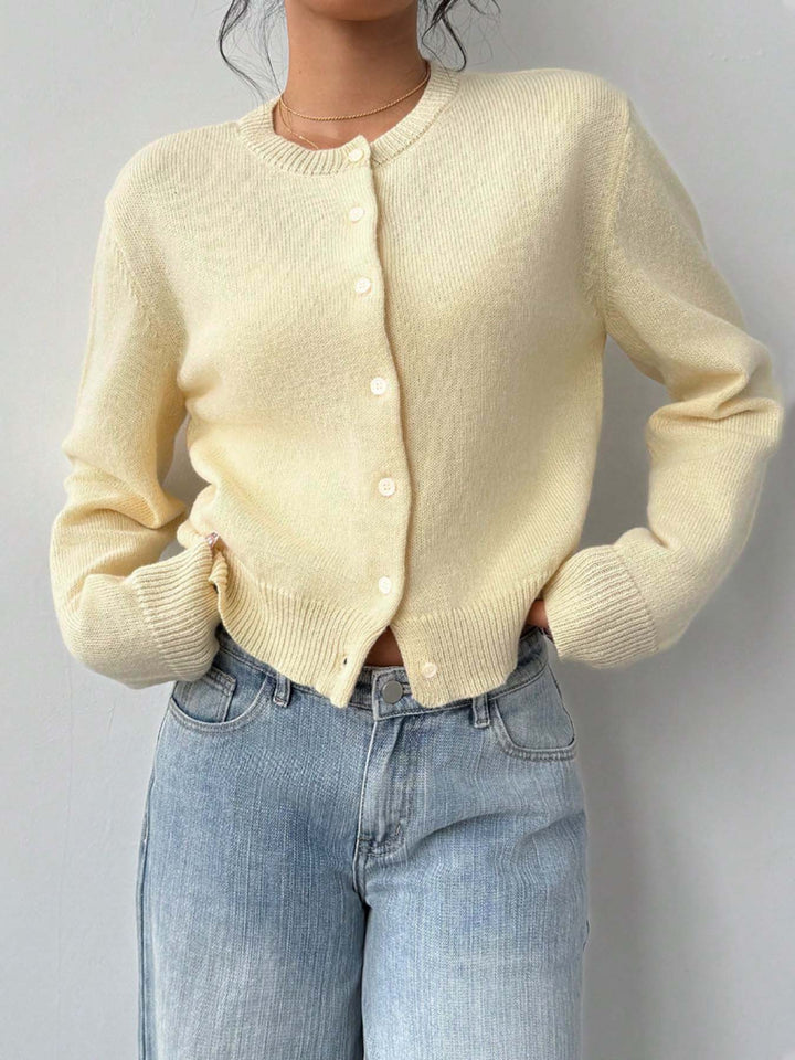 Yellow Full Sleeve Relaxed Button Down Cardigan