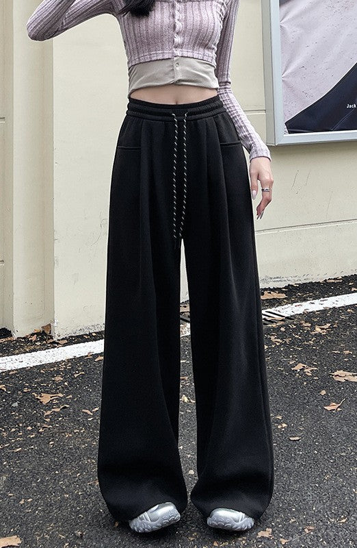 Black Elasticated Drawstring Baggy Fit Joggers