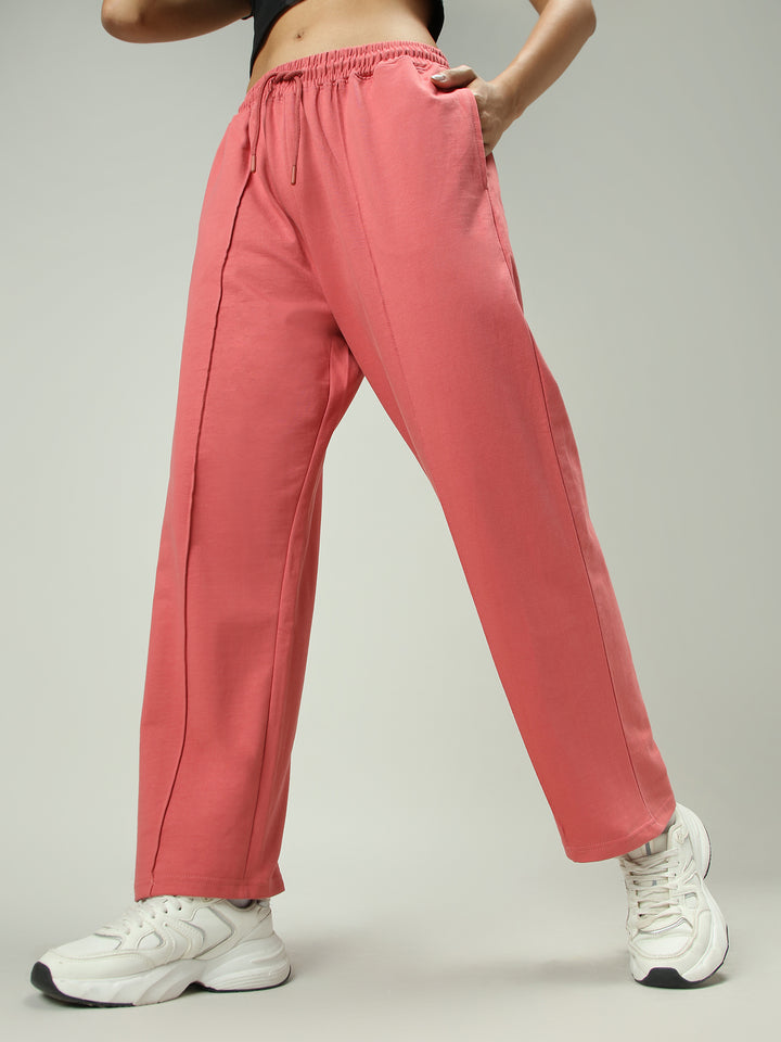 Mauve Solid Pintucked Sweatpant