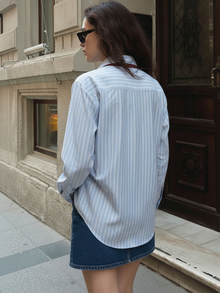 Blue Long Sleeve Stripe Shirt