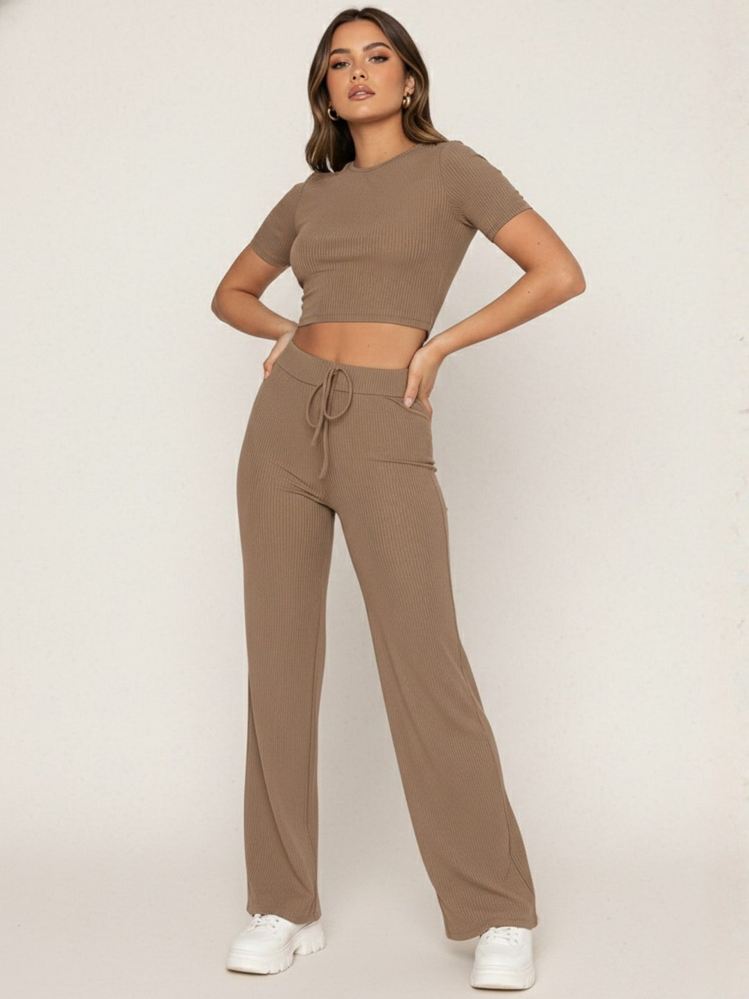 Khaki Ribbed Co-Ord Set