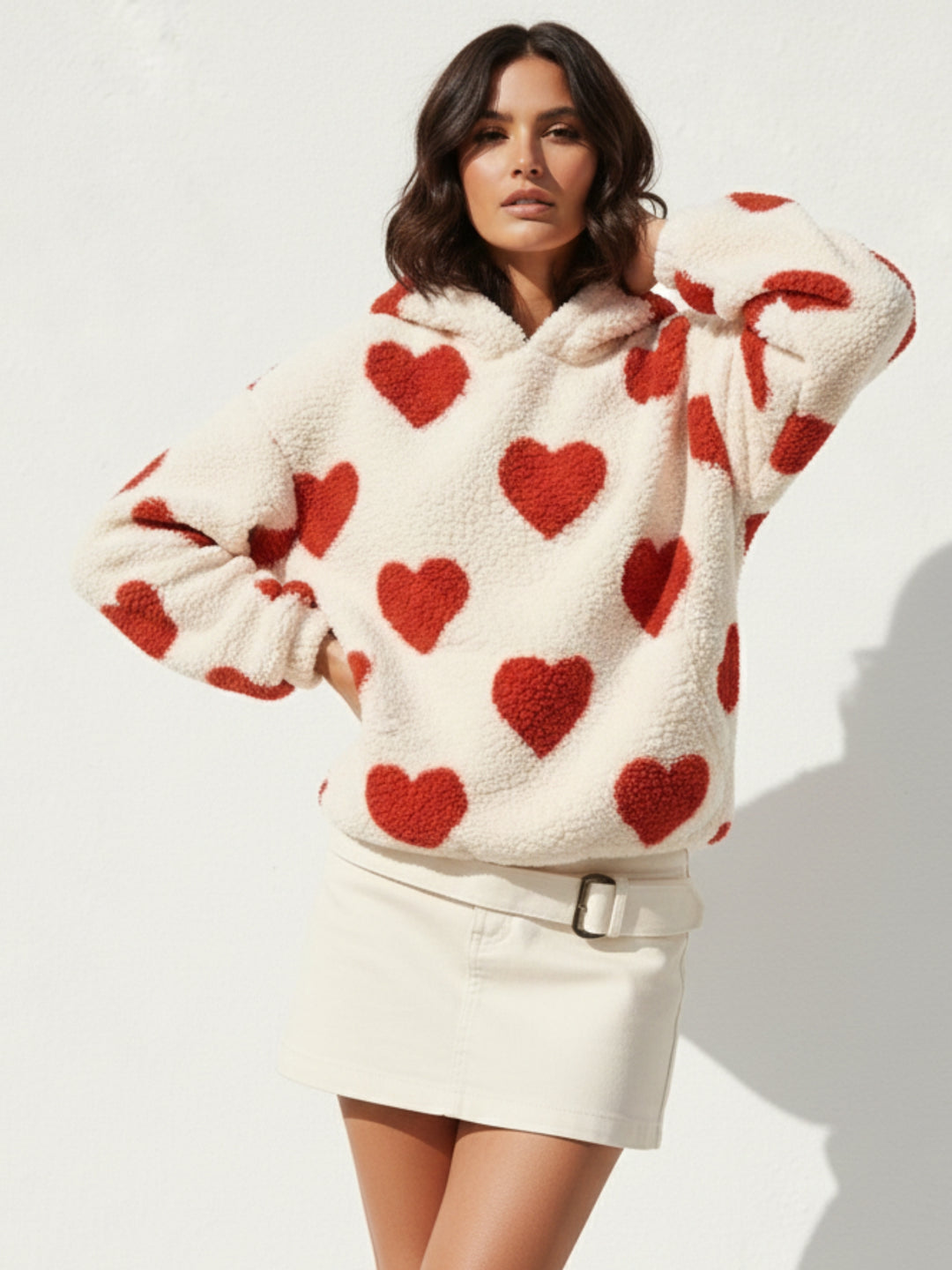 Red Full Sleeve Hooded Sweatshirt