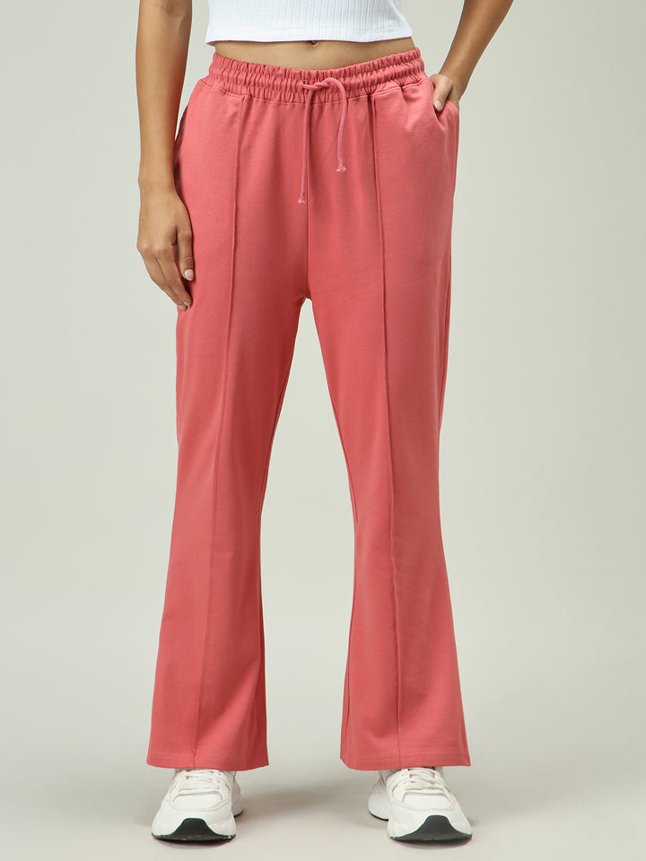 Mauve Solid Pintuck Sweatpants