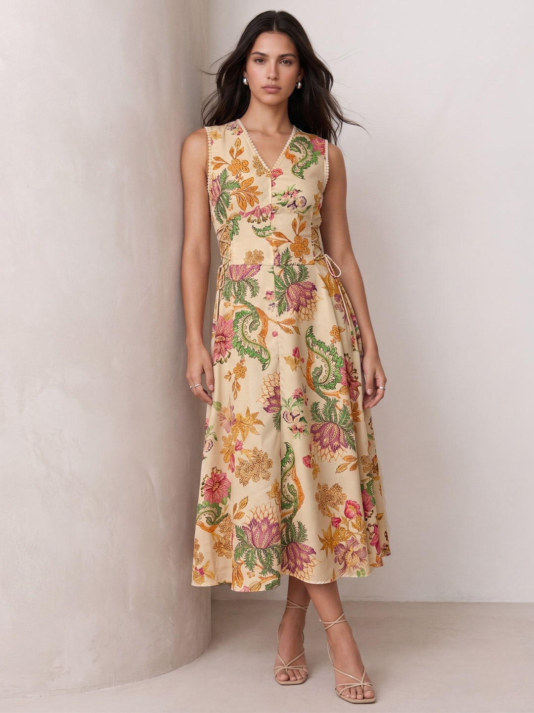 Multi Floral Halter Neck Maxi Dress