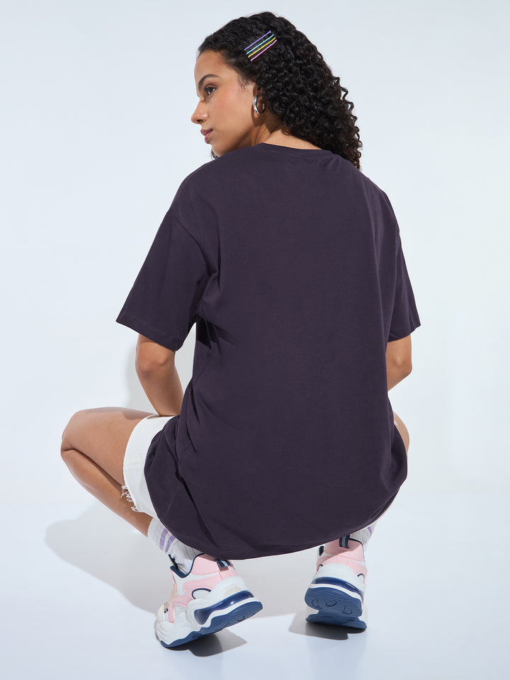 Purple Crew Neck Graphic T-Shirt