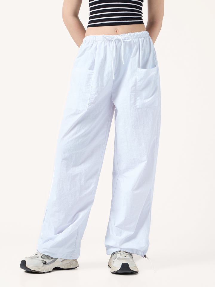 White Drawstring Cargo Pants
