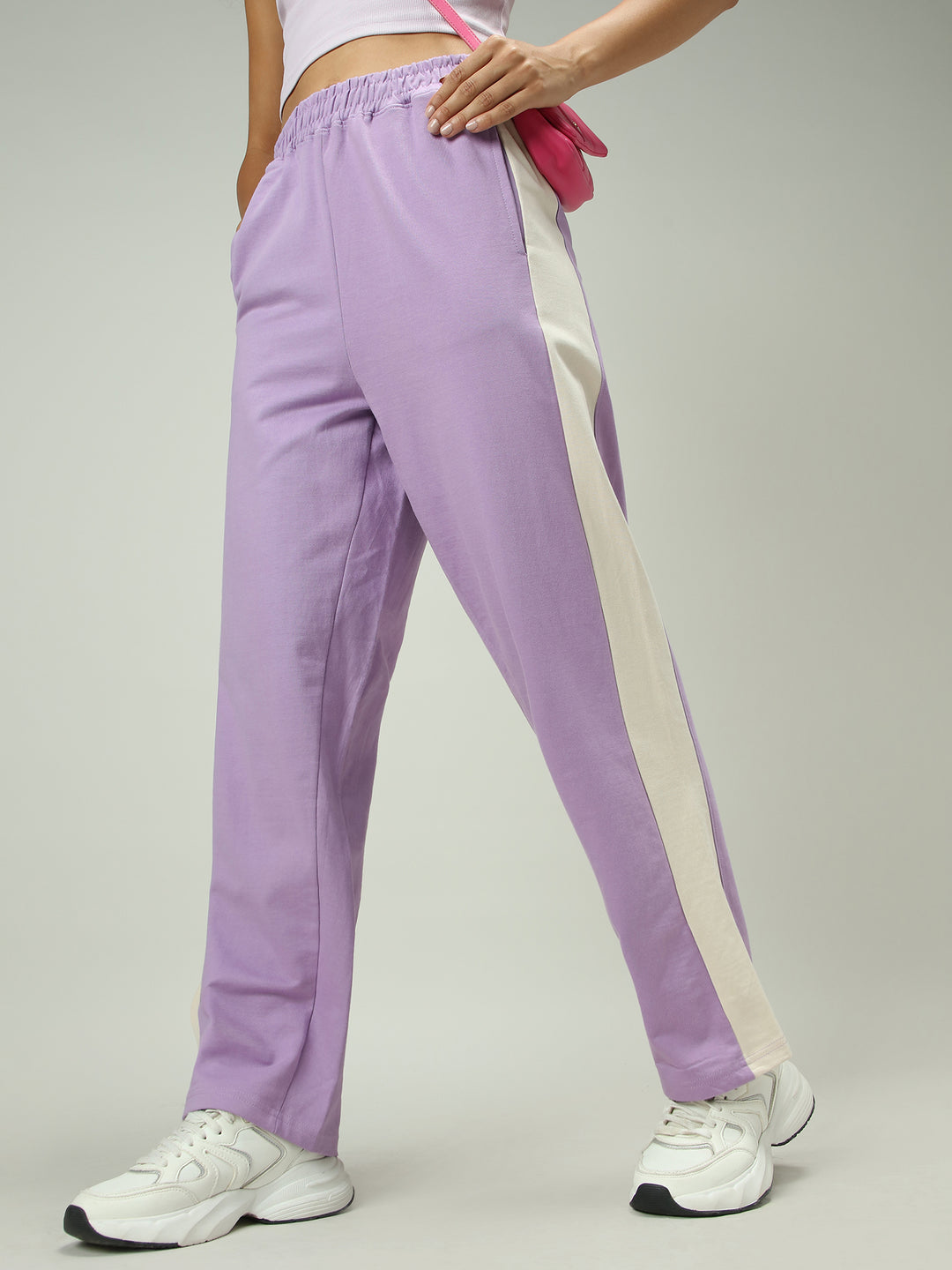 Lilac Contrast Striped Sweatpants