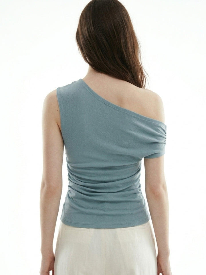 Teal Off-Shoulder Floral Embellishments Top