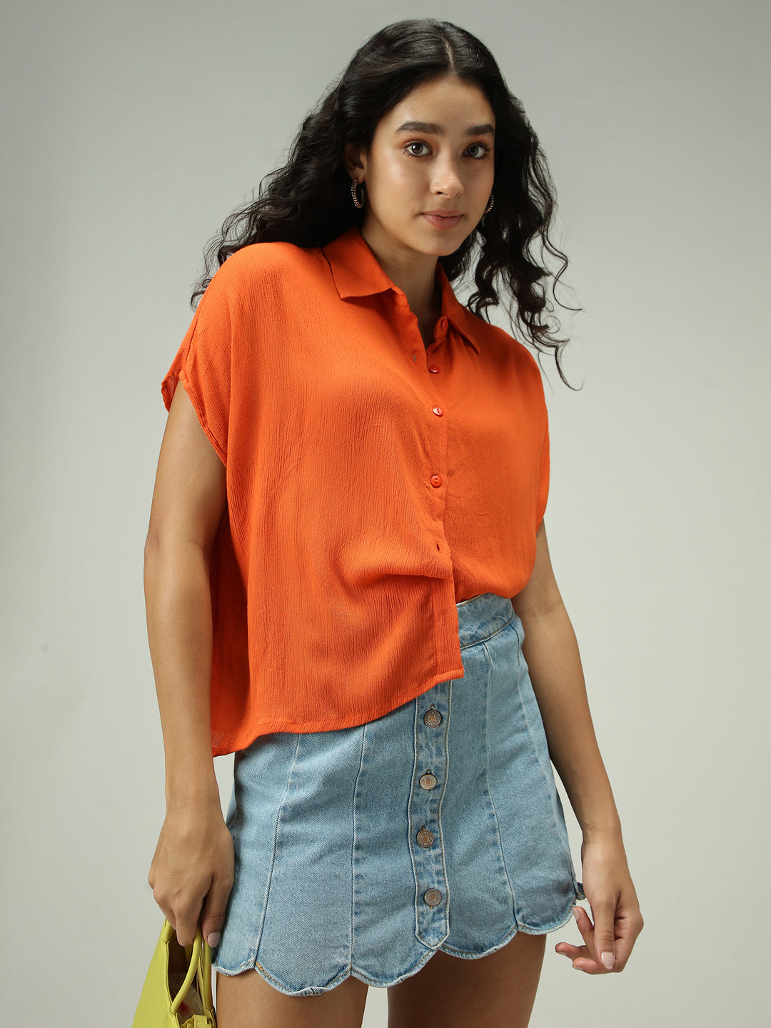 Rust Solid Flowy Shirt