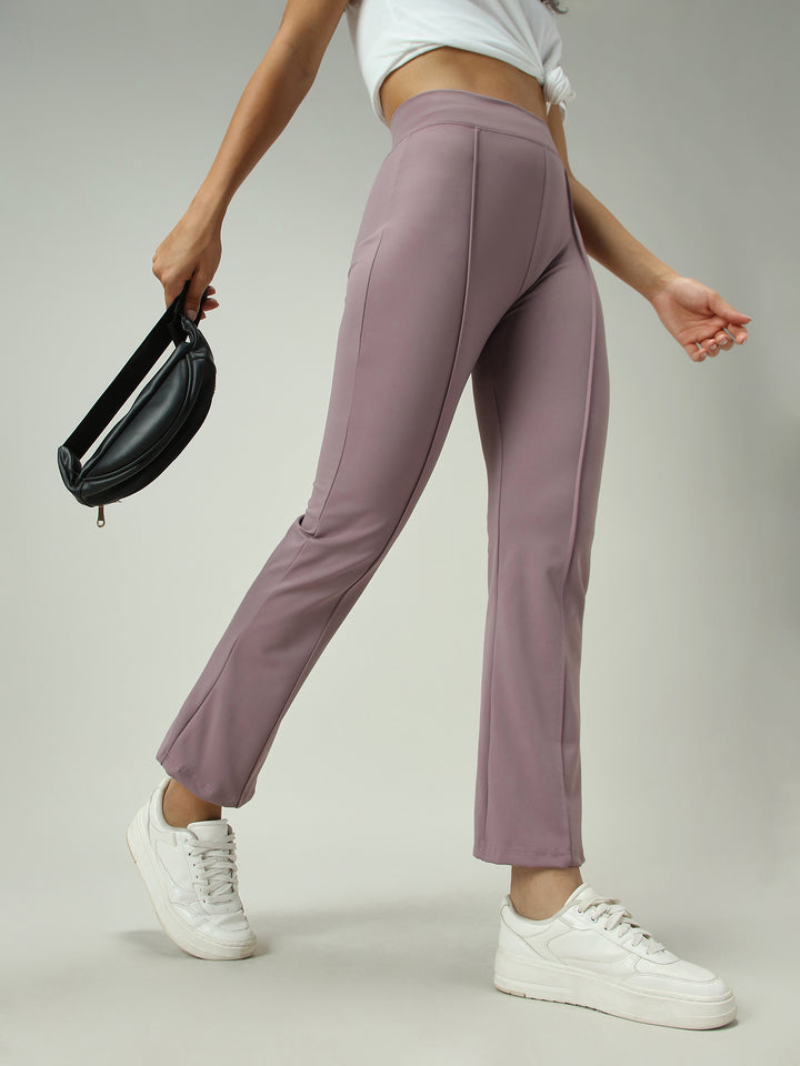 Mauve Fitted Flared Leggings