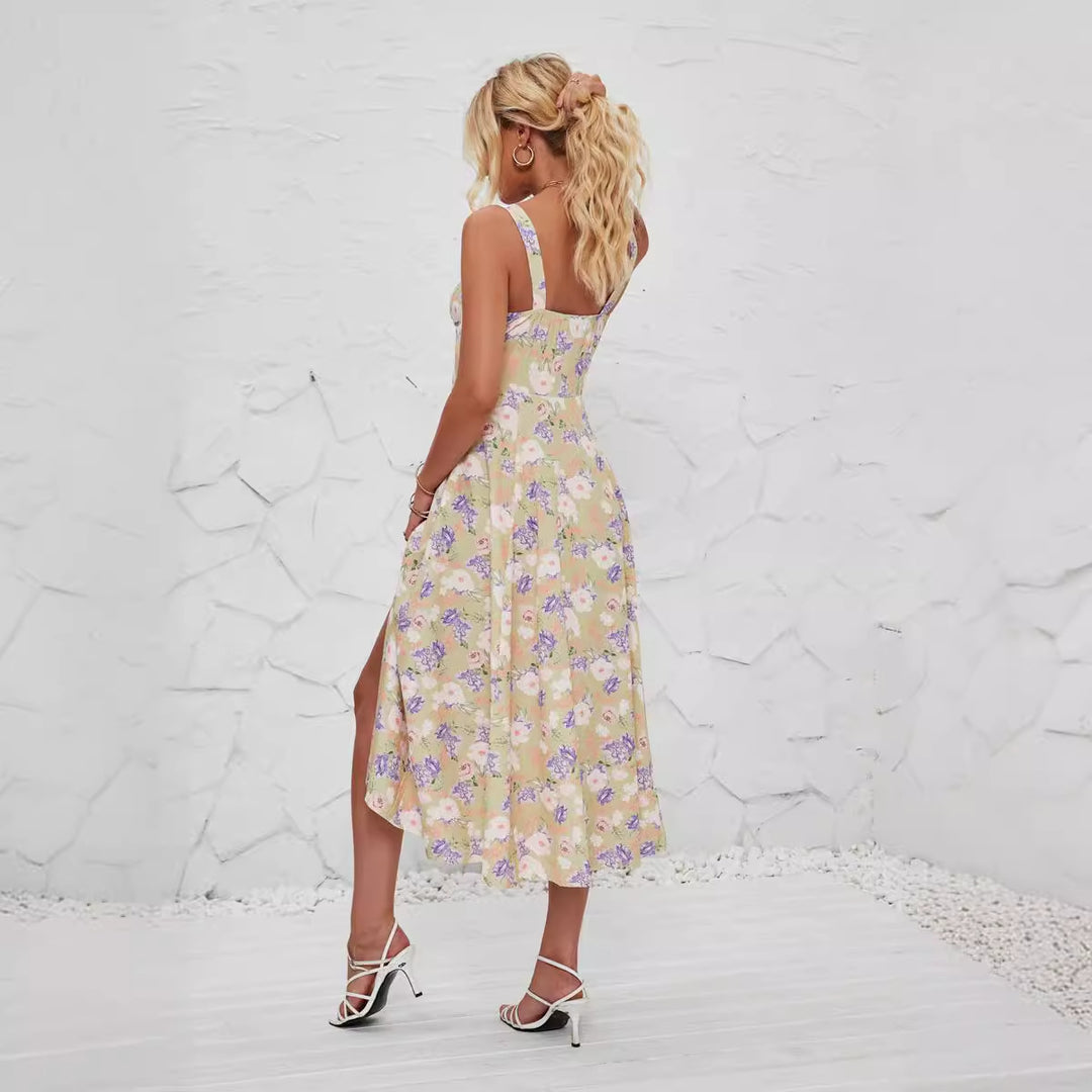 Multi Corset Tie Up Printed Dress
