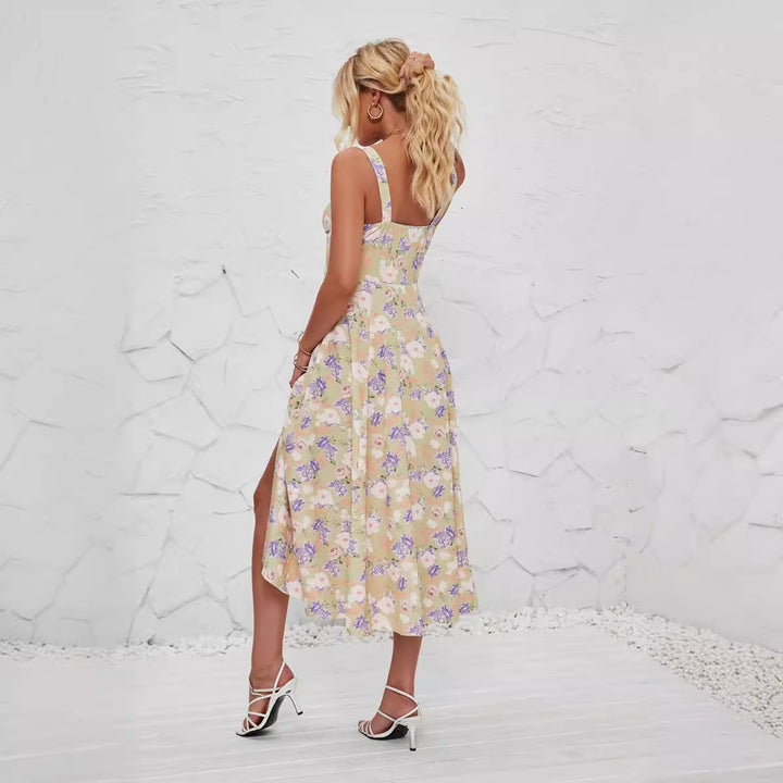 Multi Corset Tie Up Printed Dress