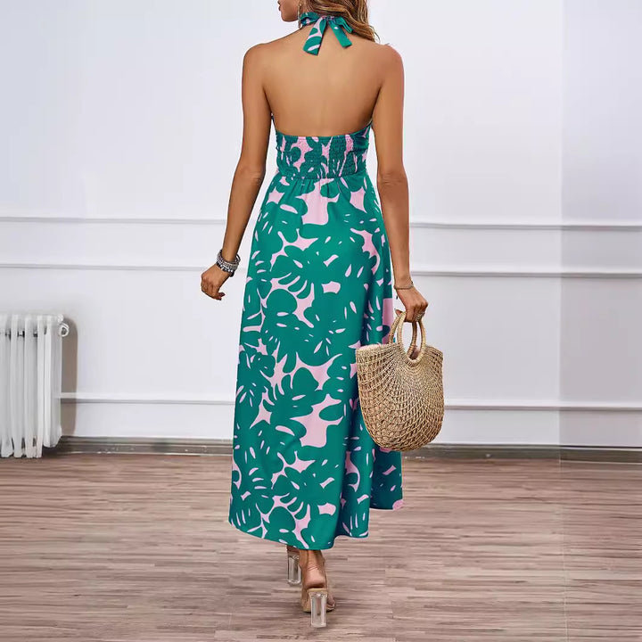 Green Twisted Knot Halter Dress