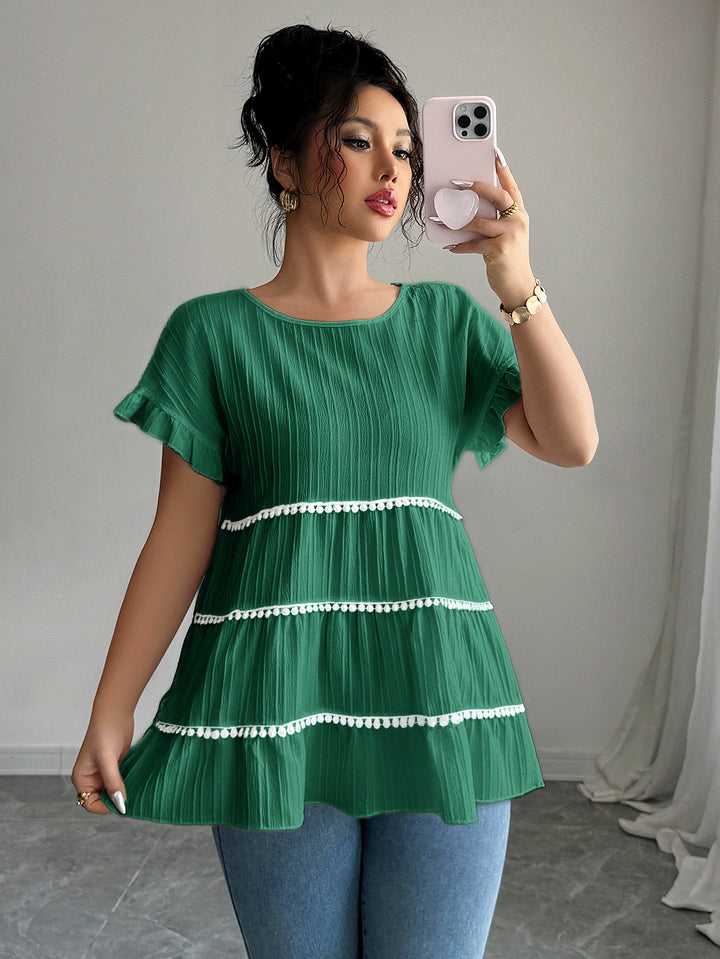 Green Solid Regular Tiered Top