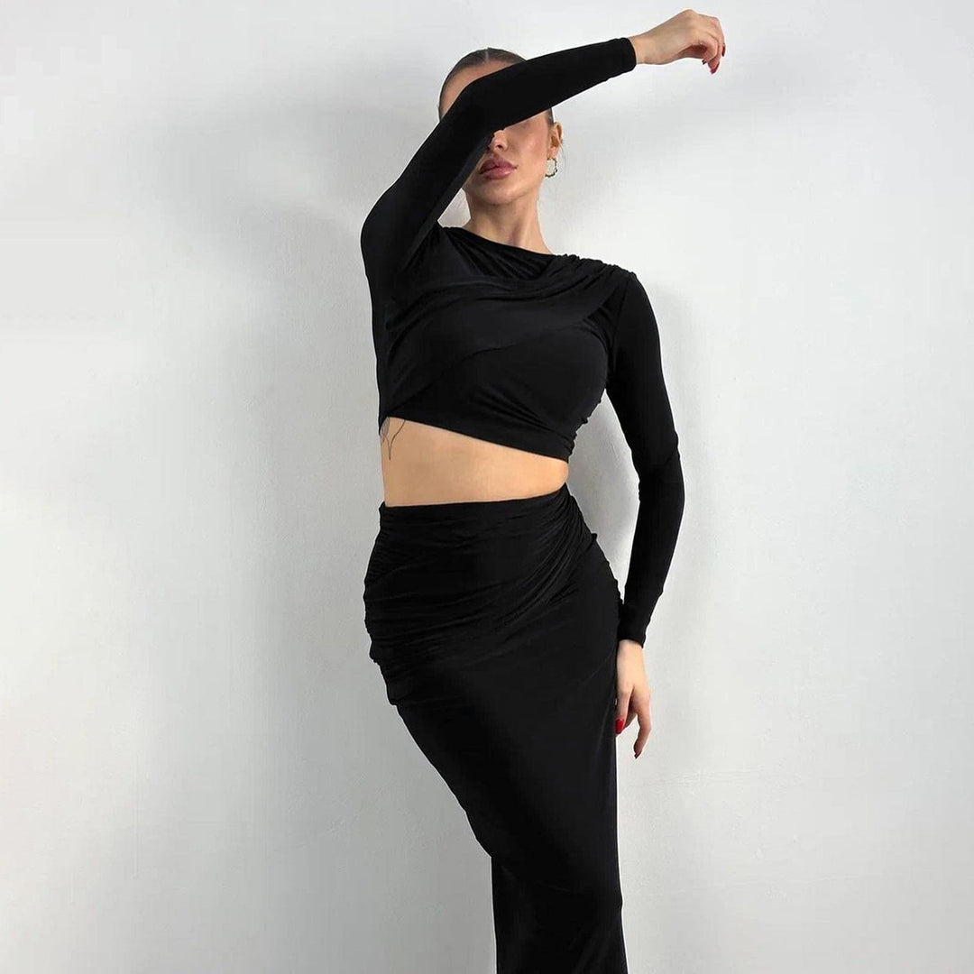 Black Top And Skirt Co-Ord Set