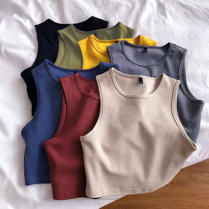 Red Basic Cropped Tank Top