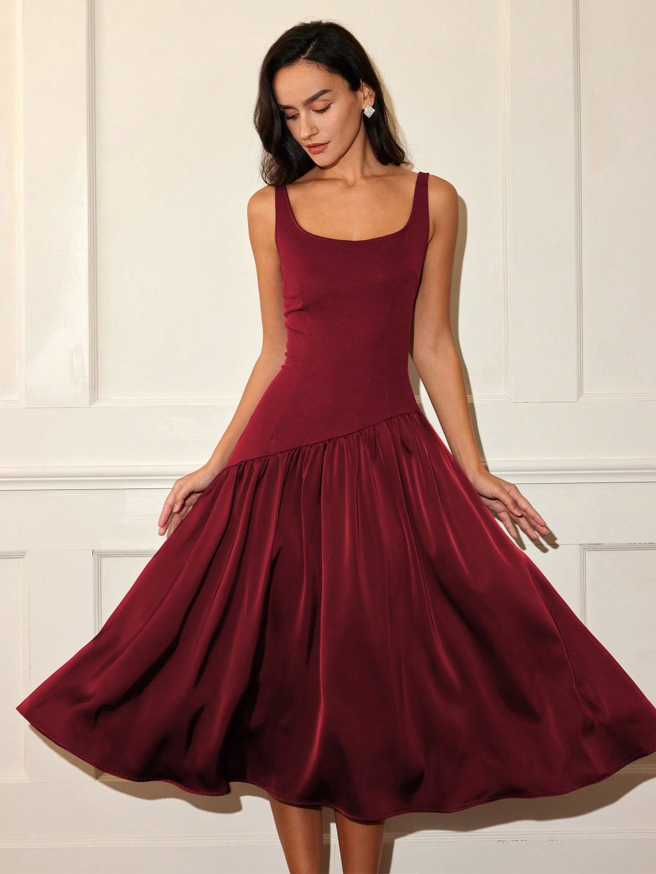 Shop Maroon Flare Hem Sleeveless Dress - for Women | OUTZIDR