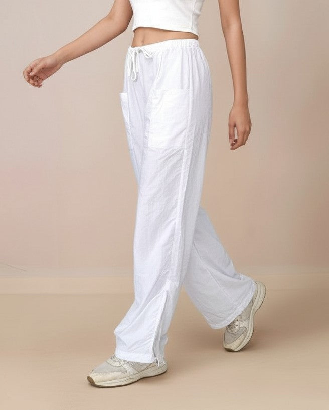 White Drawstring Cargo Pants