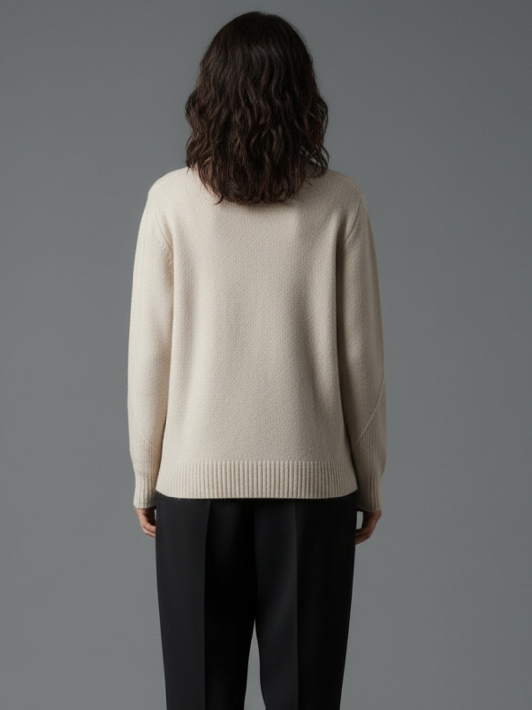 White Textured Regular Basic Sweater