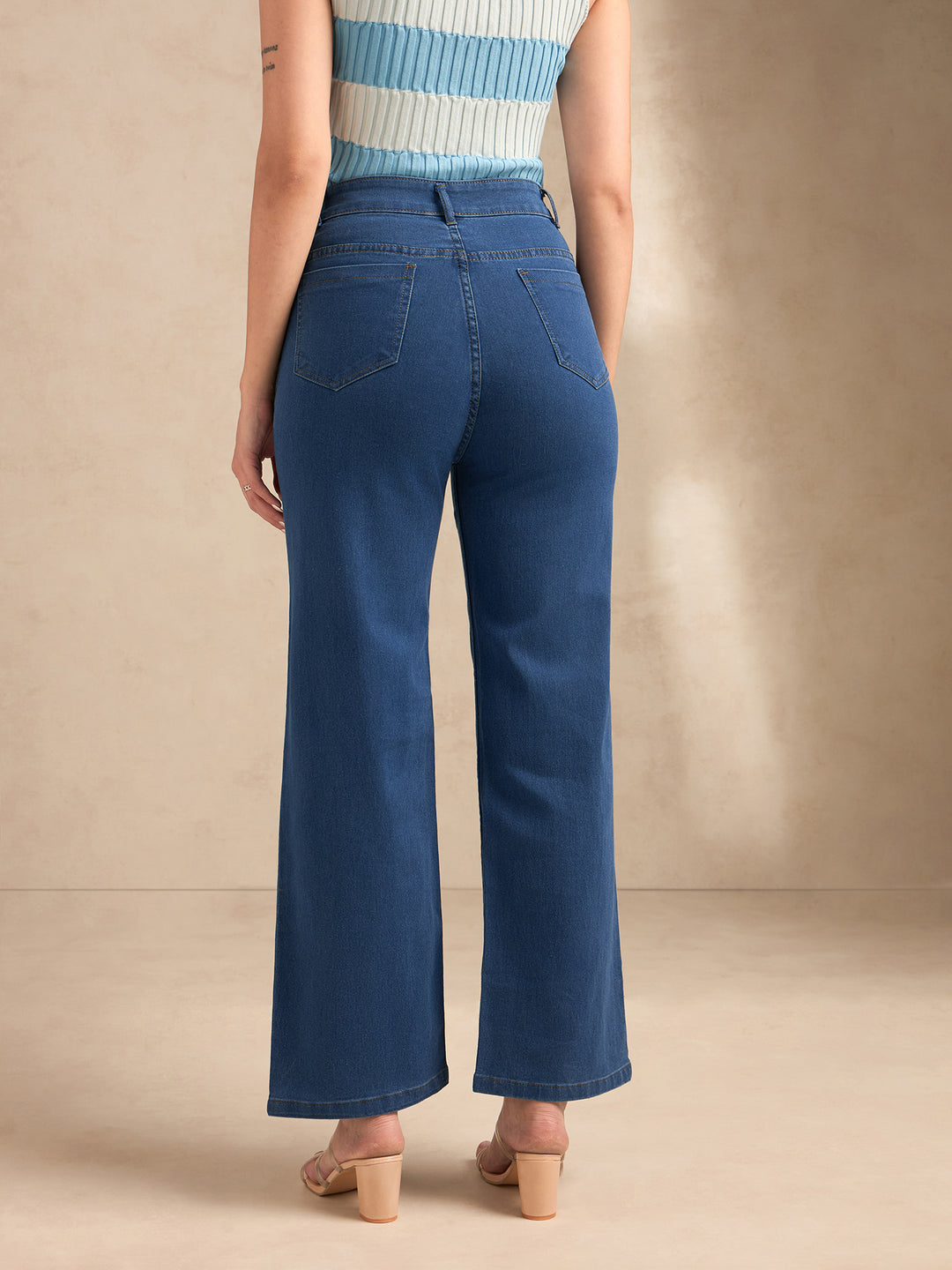 Blue Jean Straight Fit High-Rise Stretchable Jeans