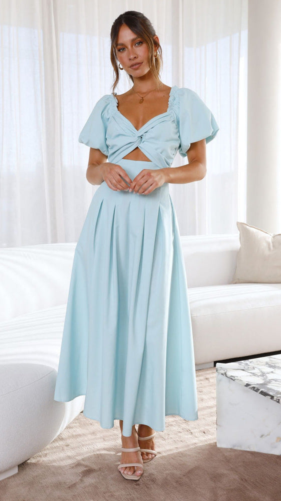 Blue Sweetheart Neckline Cut Out Dress