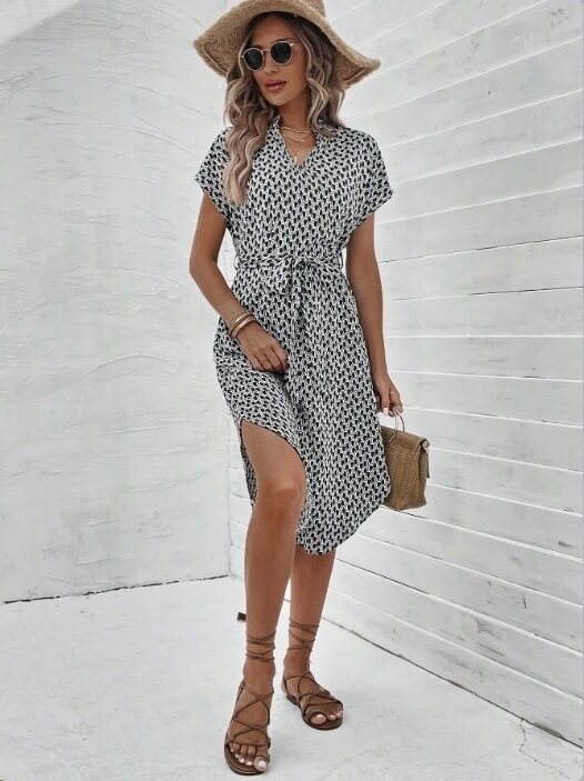 Black Printed Shirt Dress