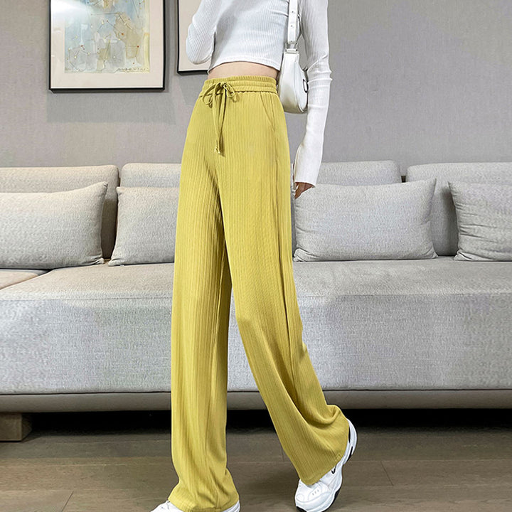Yellow Textured Wide Leg Pants