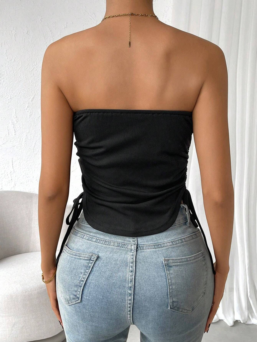 Black Ruched Tube Top