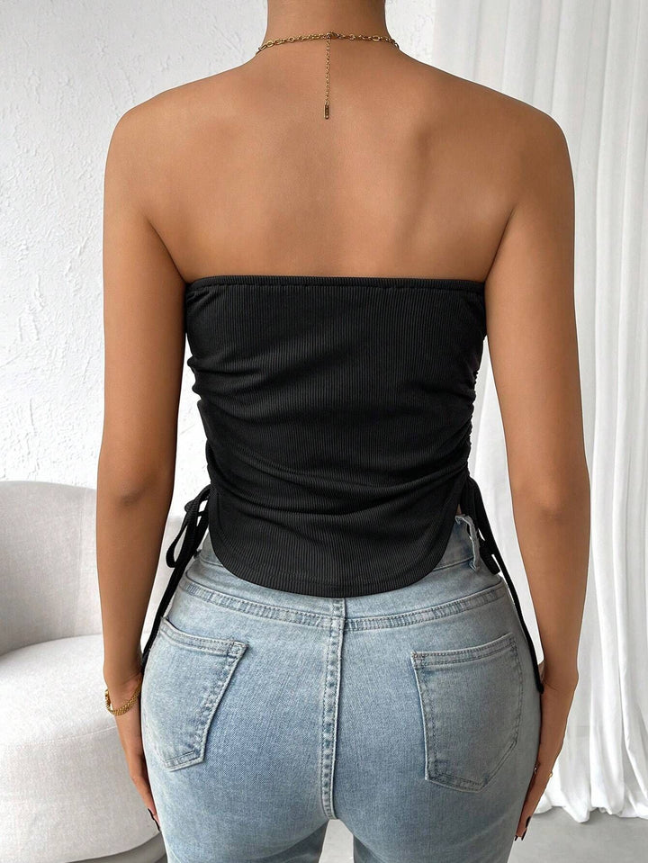 Black Ruched Tube Top