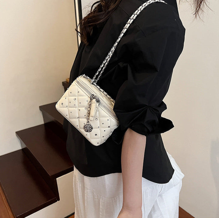 Beige Mini Squarebox Handbag