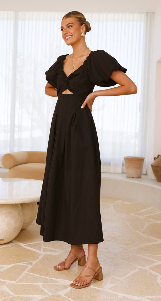 Black Sweetheart Neckline Cut Out Dress