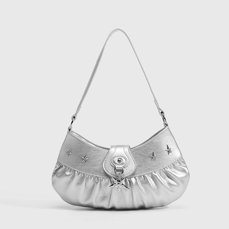 Silver Ruched Baguette Shoulder Style