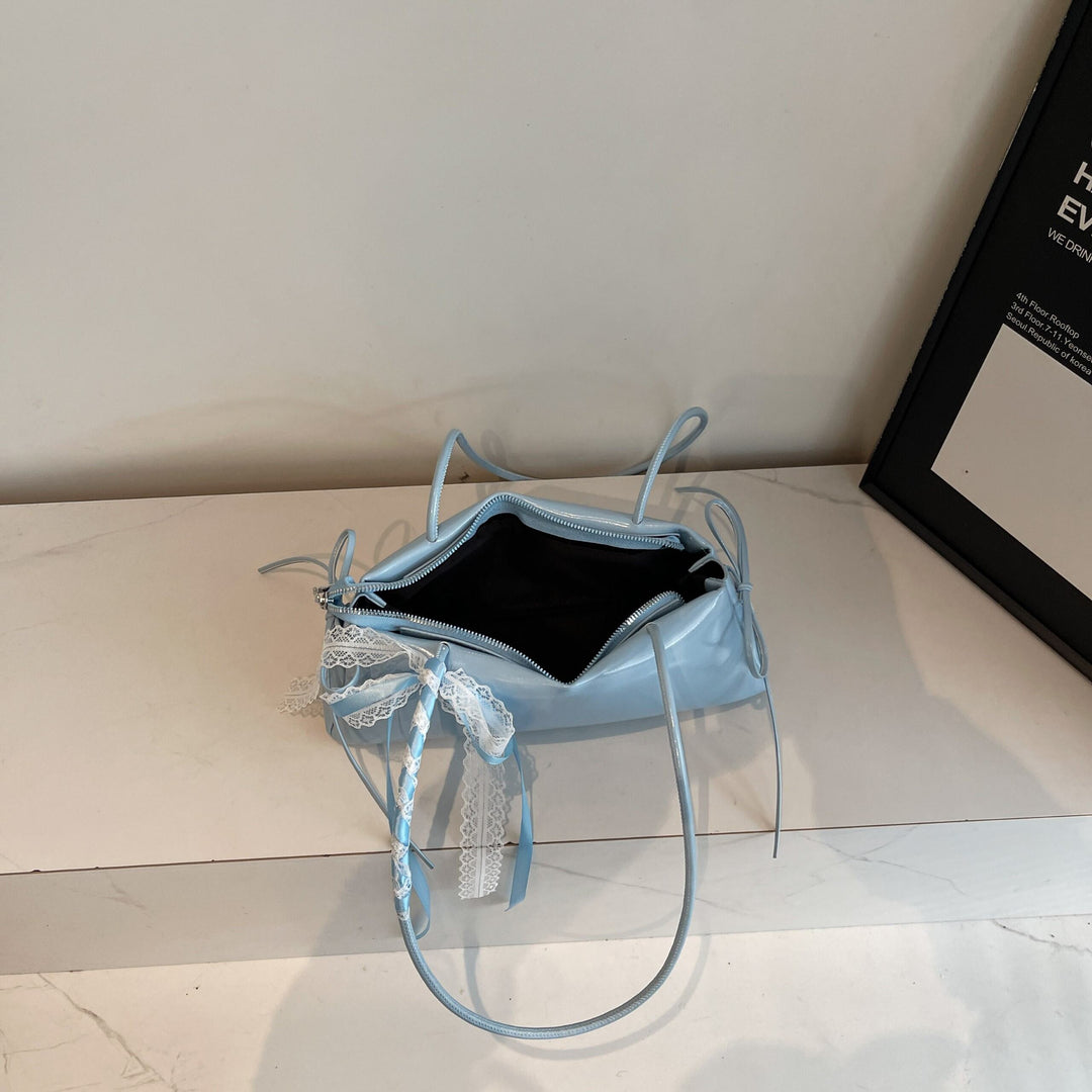 Blue Lace Bow Shoulder Bag