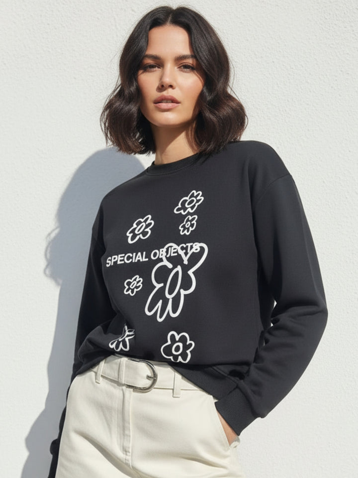 Black Character Graphic Sweatshirt