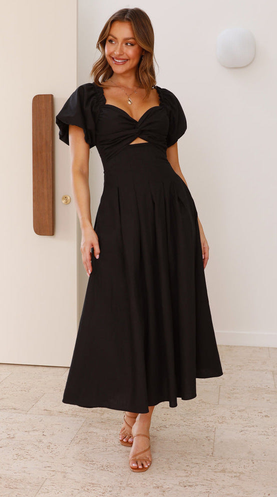 Black Sweetheart Neckline Cut Out Dress