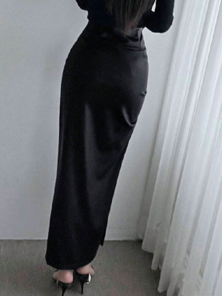 Black Fitted Slit Skirt